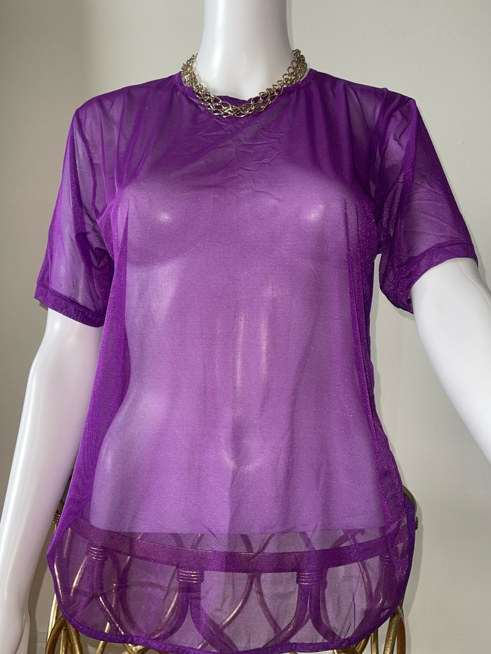 Wolford Mesh Purple Short Sleeve Tee